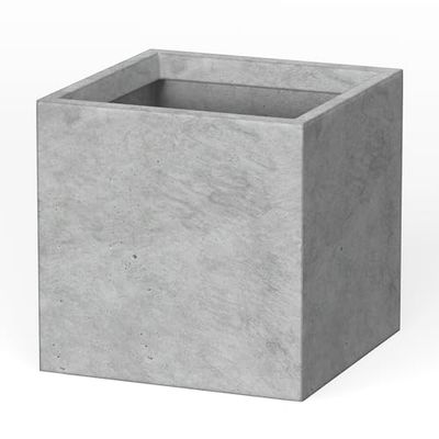 Kante Lichtgewicht moderne vierkante, elegante handgemaakte tuinplantenbak voor binnen en buiten, natuurlijk beton, 25,4 x 25,4 x 25,4 cm x 25,4 cm
