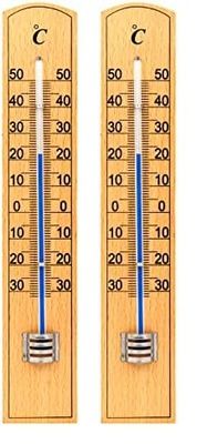 VELAMP Thermomètre intérieur/extérieur en bois 20 cm (Lot de 2)