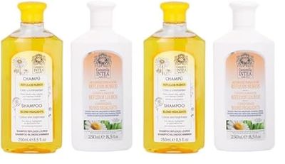 Intea - Champú y Acondicionador Reflejos Rubios 250 ML (Paquete de 2) - Con extracto de flores de manzanilla - Brillo, Hidratante - Para cabellos rubios