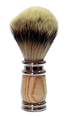 Golddachs - Pennello da barba, 100% setole di tasso, colore: argento