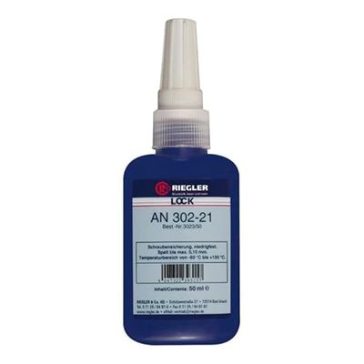 RIEGLER Lock AN 302-21 Adhésif anaerober faible résistance visco-élastique anti-vis Temp. -60 °C à 150 °C, 50 ml.