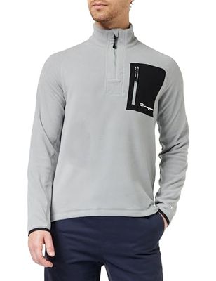 Champion Legacy Micro Polar Fleece-Half Zip Top W/Pocket Tröja Män, Grigio Monumento/Nero, XL