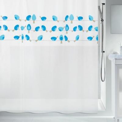 Spirella, Azul coleção Birdy, cortina de duche têxtil 180 x 200, 100% poliéster, peva, x cm