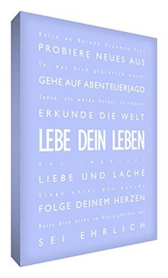 Little Helper lvlf1216–14 G Feel Good Art Décoration murale sur une toile épaisse dans un style Typographie moderne "Lebe dein Leben (texte allemand – Live Your Life), 40 x 30 cm, bleu clair