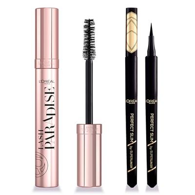 L'Oreal Paris Make-up Designer Box Occhi Maschera per Ciglia Lash Paradise e Eyeliner Perfect Slim