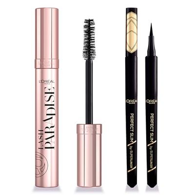 L'Oreal Paris Make-up Designer Cofre Ojos Máscara de Pestañas Lash Paradise y Eyeliner Perfect Slim