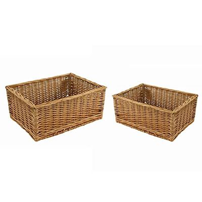 Vacchetti Cassetto Vimini Set 2 Pezzi Naturale Rettangolare, Multicolor, Grande