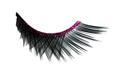 Eulenspiegel 001240 - Ciglia artificiali, nere incrociate, con nastro rosa, 1 ml di colla speciale per ciglia, istruzioni, per carnevale, festa a tema