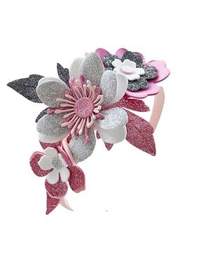 TULLE E MERAVIGLIE Cerchietto per capelli (Rosa) fiori glitter