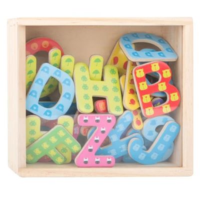 Small Foot Letras magnéticas Multicolores Educate“, Madera, 37 Letras, ABC y Escribir primeras Palabras, 10732
