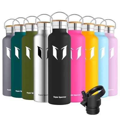 Super Sparrow Drinkfles - 1L - RVS Waterfles met Herbruikbaar Rietje (2 Doppen), Lekvrij en Vacuüm-Geïsoleerd, BPA-vrij – Ideaal voor Sport & Outdoor
