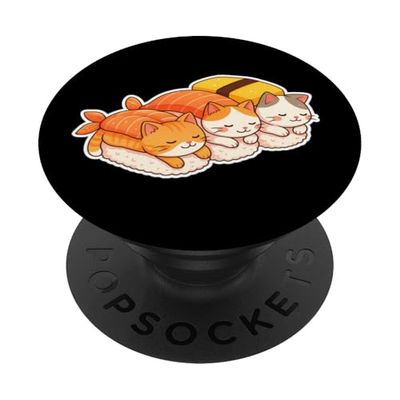 Kawaii Lindo Gatos Sushi Durmiendo Otaku Anime Japonés PopSockets PopGrip Adhesivo