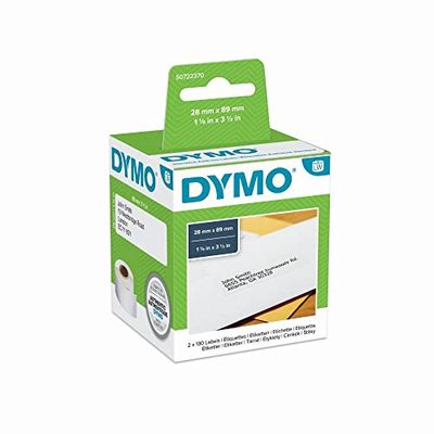 Étiquettes DYMO LABEL WRITER papier pour fils 130 x 2 rouleaux 89 x 28 mm Blanc