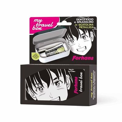 Forhans, Kit da viaggio, My Travel Box Ragazzo Manga, Kit Con Spazzolino Componibile E Dentifricio Al Carbone Attivo, Contenitori Da Viaggio Per Liquidi, Mini Size da Viaggio