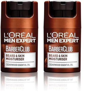 L'Oréal Men Expert Barber Club Short Beard and Face Soothing Moisturiser, Non-Greasy, Paraben Free, 50ml (Pack of 2)