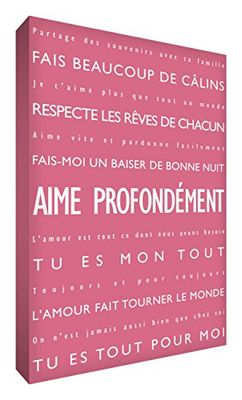 Feel Good Art Aime Profondément Toile sur Cadre Mural de Style Moderne/Typographique Vieux Rose 91 x 60 cm