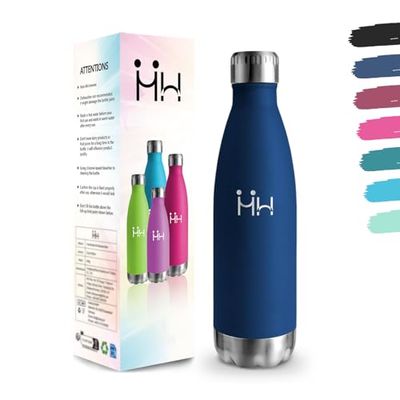 Water Bottle, 750 ml BPA-Free, Stainless Steel Water Bottle, 304 Stainless Steel, Double Walled Vacuum Insulated, Insulated Bottle for Camping, Office, Gym, Jogging - Dark Blue Leak-Proof