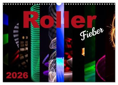 Roller Fieber (Wandkalender 2026 DIN A3 quer), CALVENDO Monatskalender: Motorroller im Zusammenspiel mit Lichtmalerei.