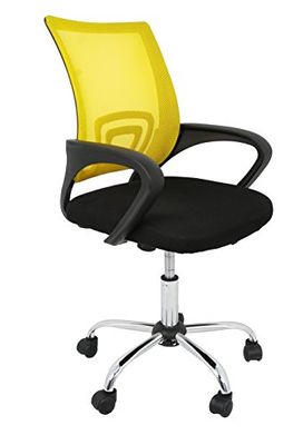 La Silla Española Ribadeo Silla de Oficina sin Reposacabezas, Poliéster y Rejilla, amarillo, 53.5x57x98 cm