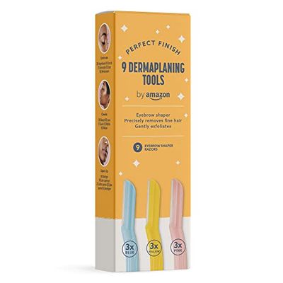 by Amazon - Femme Rasoir à sourcils, tondeuse pour visage, instrument exfoliant pour Dermaplaning (lot de 9)