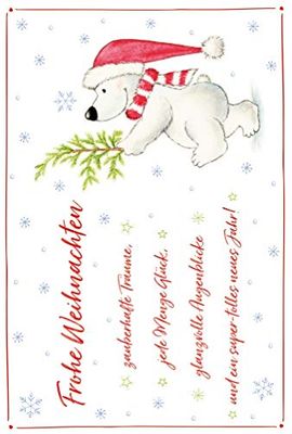 bsb Carte de vœux de Noël « Frohe Weihnachten » avec petit ours polaire.