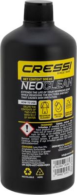 CRESSI Neo Clean Neopreen Cleaner 500ml - Neutrale PH Cleaner 5.5 voor reiniging en hygiëne Neopreen artikelen, wetsuits, sokken, handschoenen, kappen en meer, zwart/geel, 500ml, Unisex Volwassenen