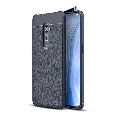 LICHONGGUI Funda a Prueba de Golpes TPU Litchi Texture for OPPO Reno (Zoom) (Negro) (Color : Navy Blue)