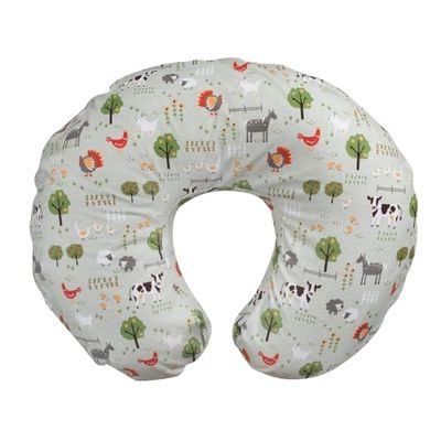 Boppy Cojín de Lactancia Para Bebés de 0+ Meses, Forma Ergonómica con Soporte Para Mamá y Bebé, Soporte Bebé Para la Lactancia Materna y Con Biberón, Little Farm