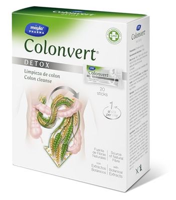 Mayla Pharma COLONVERT Detox | Con Plantago Ovata + Chlorella + Cilantro + Inulina | Limpieza de Colon, Detoxificante, Depurativo, Antioxidante | Sin lactosa, sin gluten | 20 sticks | 1 toma al día