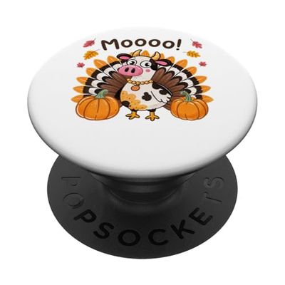 Moooo Funny Cow Pavo Humor de Acción de Gracias PopSockets PopGrip Adhesivo