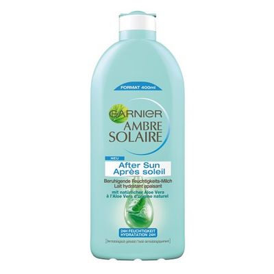 Garnier Ambre Solaire After Sun/Lenitivo Idratante Latte naturale con Aloe Vera (24h Umidità – Dermatologicamente testato) 1er Pack – 400 ML