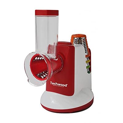 Techwood elektrische snijder, 3-in-1, voor groenten, fruit, kaas, 150 W, wit/rood