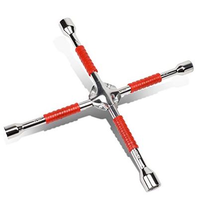DNA MOTORING TOOLS-00099 Durable 4-Way Lug Cross Rubberized Grip Wrench Automobile Car Tire Changing Repair Tool Kit