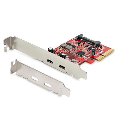 StarTech.com PEXUSB312C3 Carte PCI Express USB 3.1 à 2 ports USB-C (USB 3.2 Gen 2 à 10 Gbps) - PCIe Gen 3 x4 - Chipset ASM3142