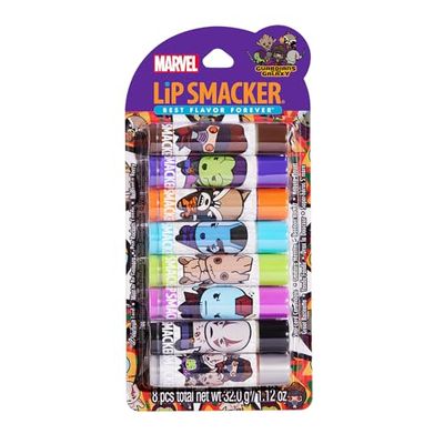 Lip Smacker Marvel, Guardianes de la Galaxia, Bálsamo Labial para Niños Multipack con Personajes de Guardianes de la Galaxia de Marvel, Fácil de Aplicar, con Aceite de Ricino, Set Bálsamo Labial