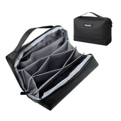 Romon Bolsa Organizador Cables Viaje, Bolsa para Cables Accesorios Organizador De Cable PortáTil Tech Pouch para Tableta, Disco Duro Externo, Cargador, USB, Adaptadores, Tarjetas de Memoria, Negro