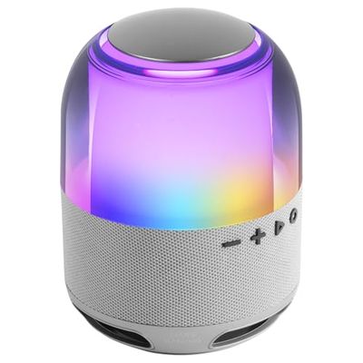 MARSGAMING MS-FLOW, Altoparlante Portatile Bluetooth 15W, Illuminazione Orbilight RGB 360°, Suono Potente Driver DeepBass da 57mm, Altoparlante Gaming Compatto Bluetooth 5.3 e MicroSD, Argento