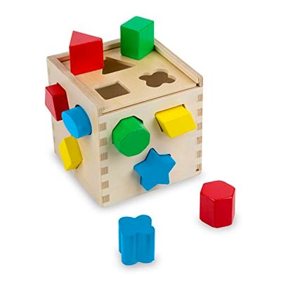 Melissa & Doug Cubo Incastri con Forme Geometriche, legno, Giochi bambini 2 anni Montessori, Regalo Giocattoli 3 - 4 anni