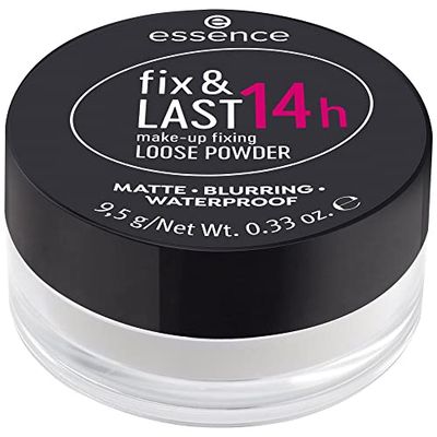 Essence Cosmetics Fix e Last 24H Make-Up Fixing Cipria in Polvere, Lunga Durata, Correttore, Controllo della Pelle Grassa, Controllo della Lucidità, Opaca, 9.5 g