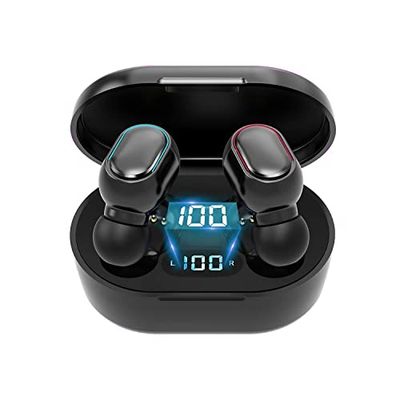 KASSTPO Cuffie Bluetooth, senza fili, Bluetooth con microfono, stereo Hi-Fi, controllo dei tasti, 25 ore di riproduzione con display LED, per lavoro e studio