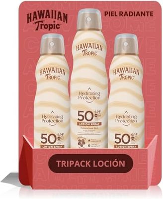 Hawaiian Tropic Bruma Silk Hydration Air Soft - Tripack Loción Solar Protectora en Spray de Vaporización, SPF 50, 220ml - 3 unidades (El embalaje puede variar)