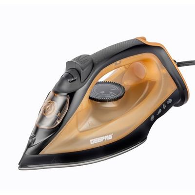 GEEPAS Steam Iron | Clothes Dry & Steam Press | 30s Fast Heat-Up, Vertical Steaming | Nonstick Soleplate, Adjustable Temperature | 120ml Water Tank with 0.5g/Steam Output | 2 Year Warranty 1800W Gold