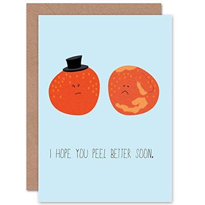 Wee Blue Coo CARD GET WELL SOON ORANGE PEEL PUN GIFT