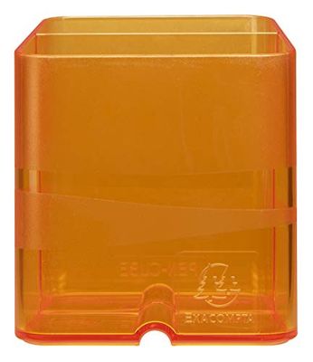 Exacompta - Ref 67746D - Linicolor Pen-Cube Pen Pot - 74 x 74 x 93mm, Modern & Space-Saving, 2 Distinct Sections for Pens & Pencils - Translucent Orange