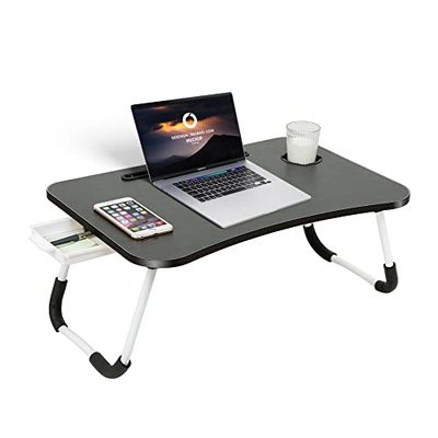 SXCDD Notebook table, dormitory with small table, notebook table, folding table, small dormitory with cup slot, notebook table 1, grey, S