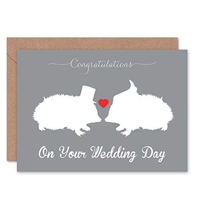 Wee Blue Coo Wedding Day Animal Silhouette Love Hedgehog Heart Gift Sealed Greeting Card Plus Envelope Blank inside