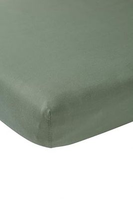 Meyco Home Basic Sábana Bajera Ajustable para 1 Persona (sábana de Calidad de Jersey Suave, 100% algodón, Ajuste Gracias a su elástico Alrededor, Medidas: 90 x 210/220 cm), Color Verde Bosque