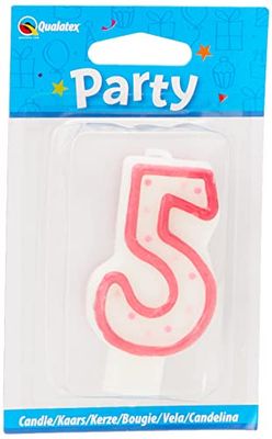 Qualatex Candle Age 5, 5th Birthday Candle, Birthday Cake Candle Age 5 Fifth Birthday, 26199, Pink