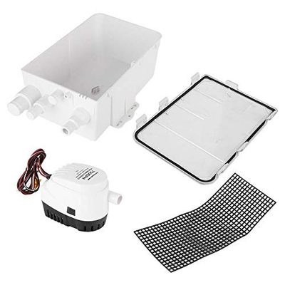 Douchecabine-pomp, DC 12V/24V 750GPH Douchecabine-pomp Automatische schakelaar Lensafvoerbak Multi-inlaat voor marineboot(24V)