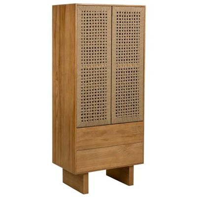 Armario De Madera Y Cuerda Trenzada De 2 Puertas Y 2 Cajones